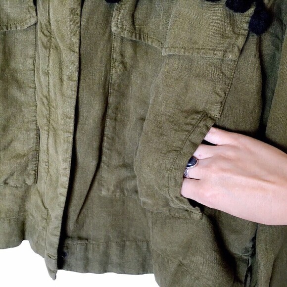 Zara Linen Shirt Jacket Size Large Full Zip Pockets - Picture 7 of 14